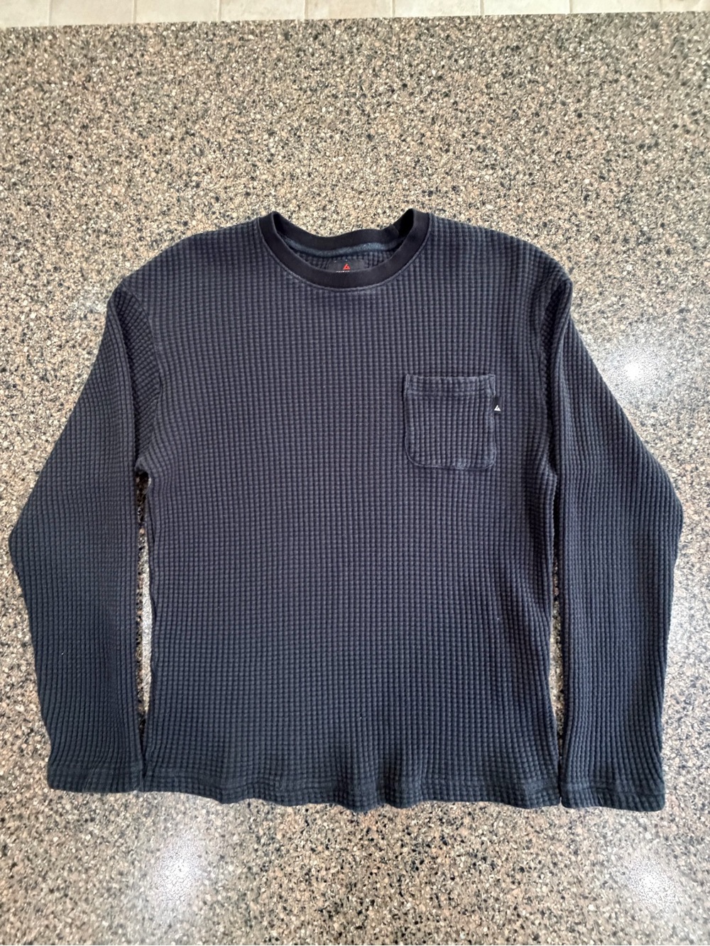 American Giant Black Waffle Thermal Long Sleeve with Chest Pocket